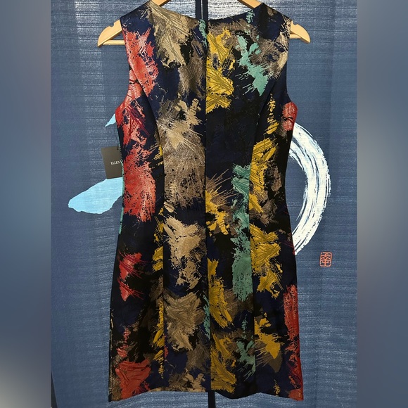 NWT Ellen Tracy Metallic Embossed Dress - Picture 4 of 7